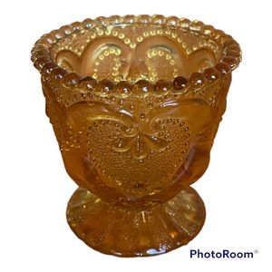 LG Wright Amber Glass Sweetheart Toothpick Holder